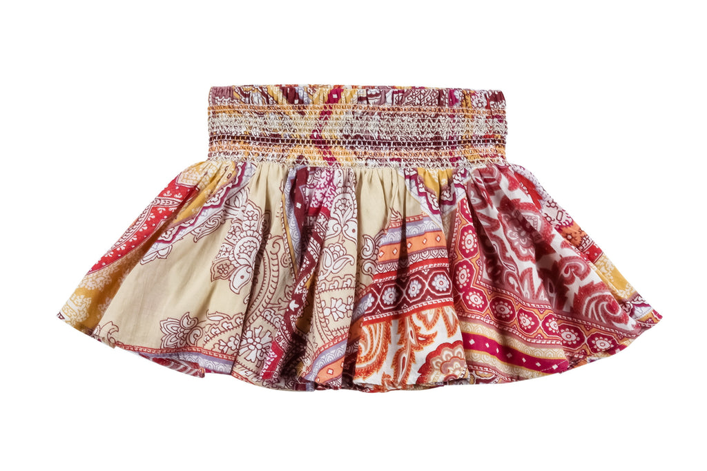 Mosaic Scarf Skirt-Red
