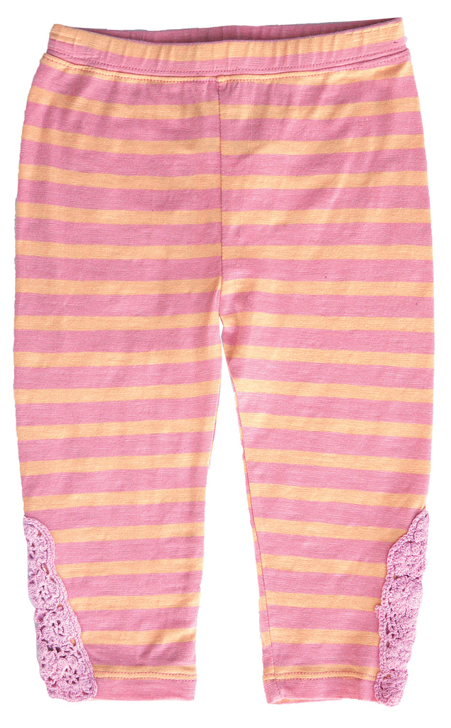 Crochet Stripe Legging-Pink