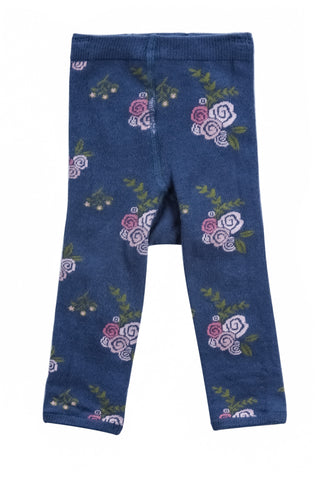 Indigo Flowers Sweater Knit Jacquard Legging