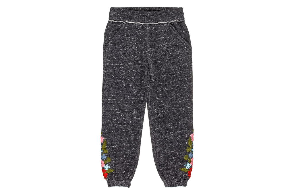 Marled Yarn Embroidered Sweatpants