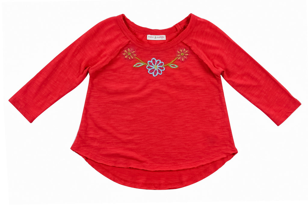 Wool Flowers Embroidered Knit Top