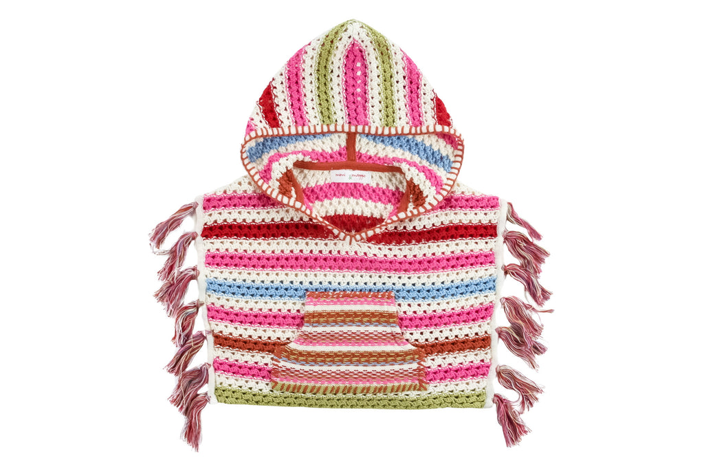 Rainbow Crochet Stripe Poncho